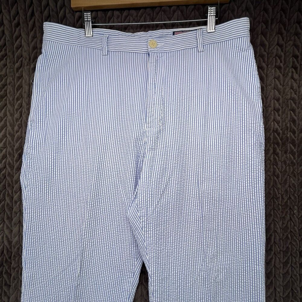 Vineyard Vines Seersucker Club Pants Mens 36x30 Blue White Stripe Chino Preppy